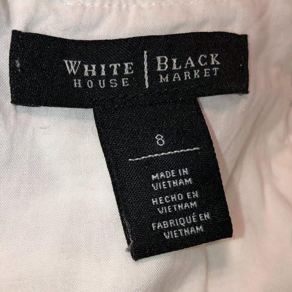 Sz 8 White House Black Market White Crochet Halter Shift Dress - Picture 15 of 17